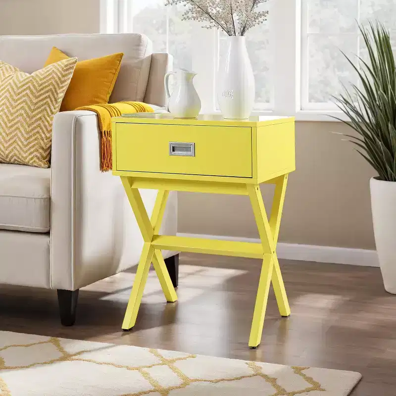 Belmont End Table with Spacious Drawer and Wide Surface, Contemporary Accent Side Table for Lamps and Decorative Accessories