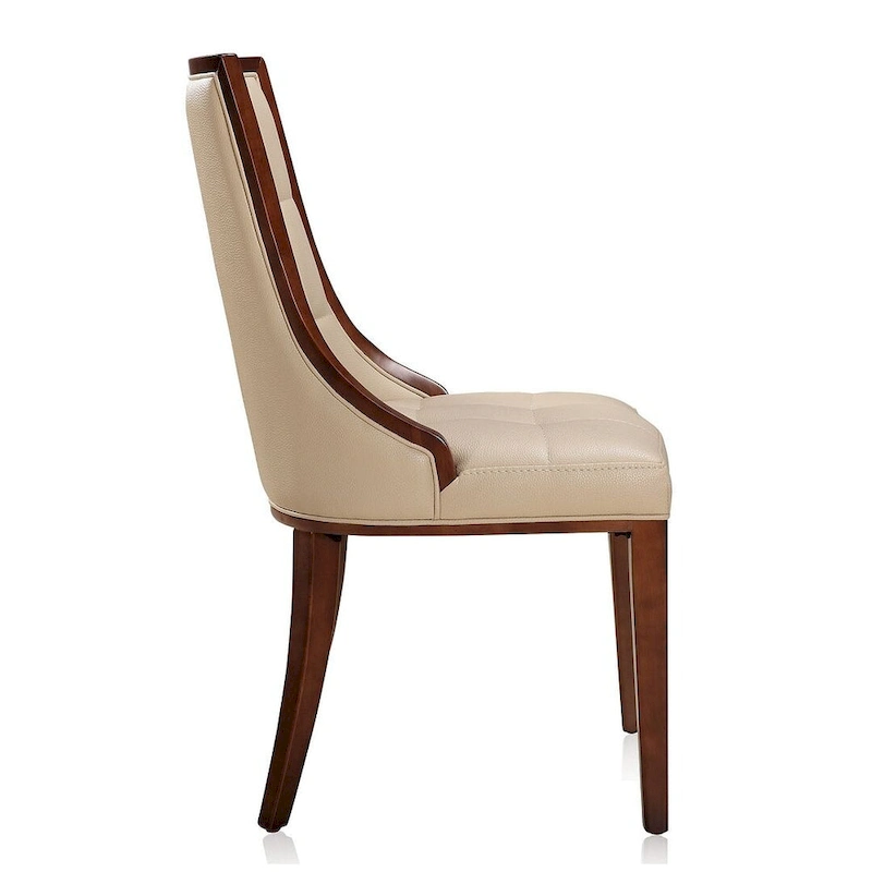 Fifth Avenue Cream and Walnut Faux Leather Dining Chair (Set of Two)