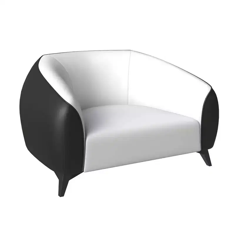 Opula Single-Seater Leather Sofa Accent Armchair with Stainless Steel Legs, Black/White