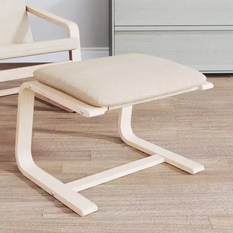 Ottoman Footstool Pouf Hassock Stool Pouffe Living Room Seat Fabric - Cream