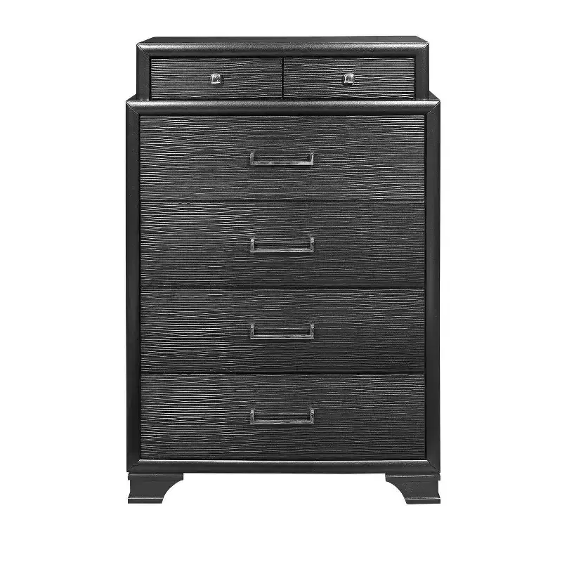 17 in.H Wood Vertical Dressers with 6 Drawers in Gray Finish