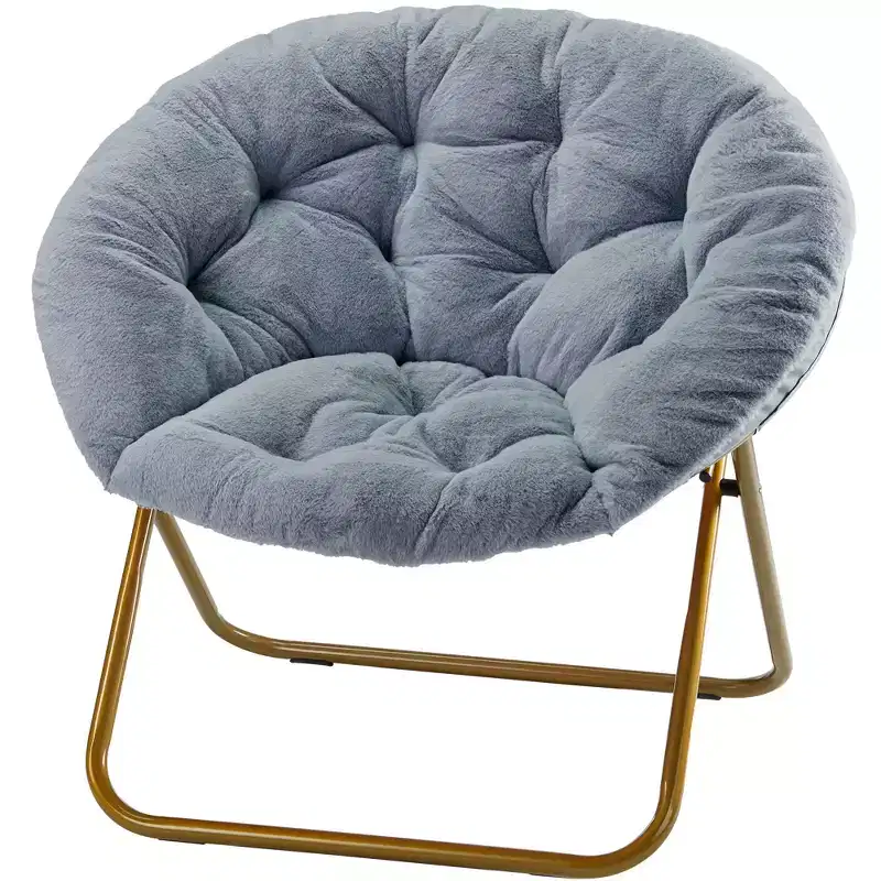 Foldable Faux Fur Saucer Chair - Gift-Ready Cozy Lounge Chair for Teens, Portable Seat for Bedroom, Dorm, Birthday Gifts