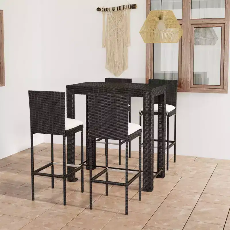 vidaXL Garden Bar Set Black PE rattan, powder-coated steel Standard