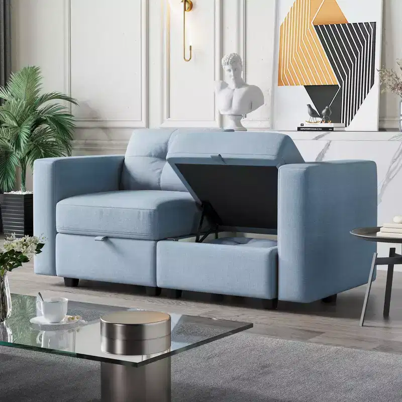 ATJafurn Upholstered Sectional Sofa With Storage, Sleeper Couches Square Arm Sofa For Living Room, Apartments and Small Space