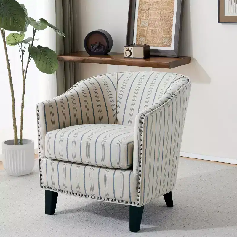 Contemporary Upholstered Club Chair with Nailhead Trim