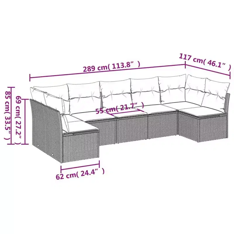 vidaXL Modular Garden Sofa Set with Cushions and Table