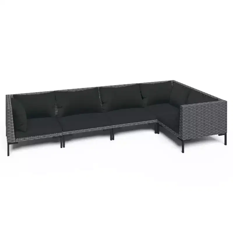 vidaXL Patio Lounge Set Outdoor Sectional Sofa Set Table Poly Rattan Dark Gray