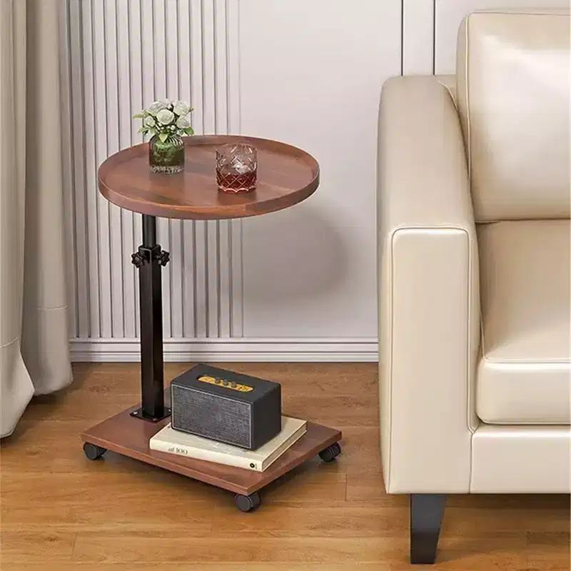 C Shaped End Table, Adjustable Height Couch Side Table, Horizontal 360Swivel Small Couch Side Tables That Slide Under, C Shaped End Table