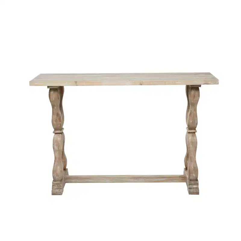 Distressed Farmhouse Wood Console Table Brown Rustic Entryway Foyer Table No Assembly Required