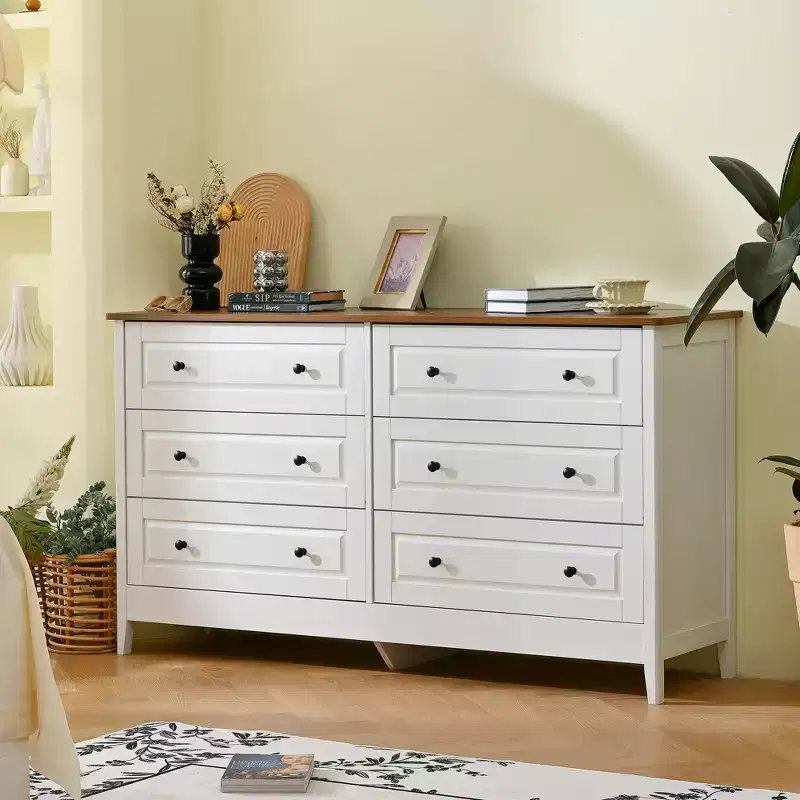Dressing Table Wooden Drawer Unit Storage Side Table with Brushed Metal Handles and Silent Tracks