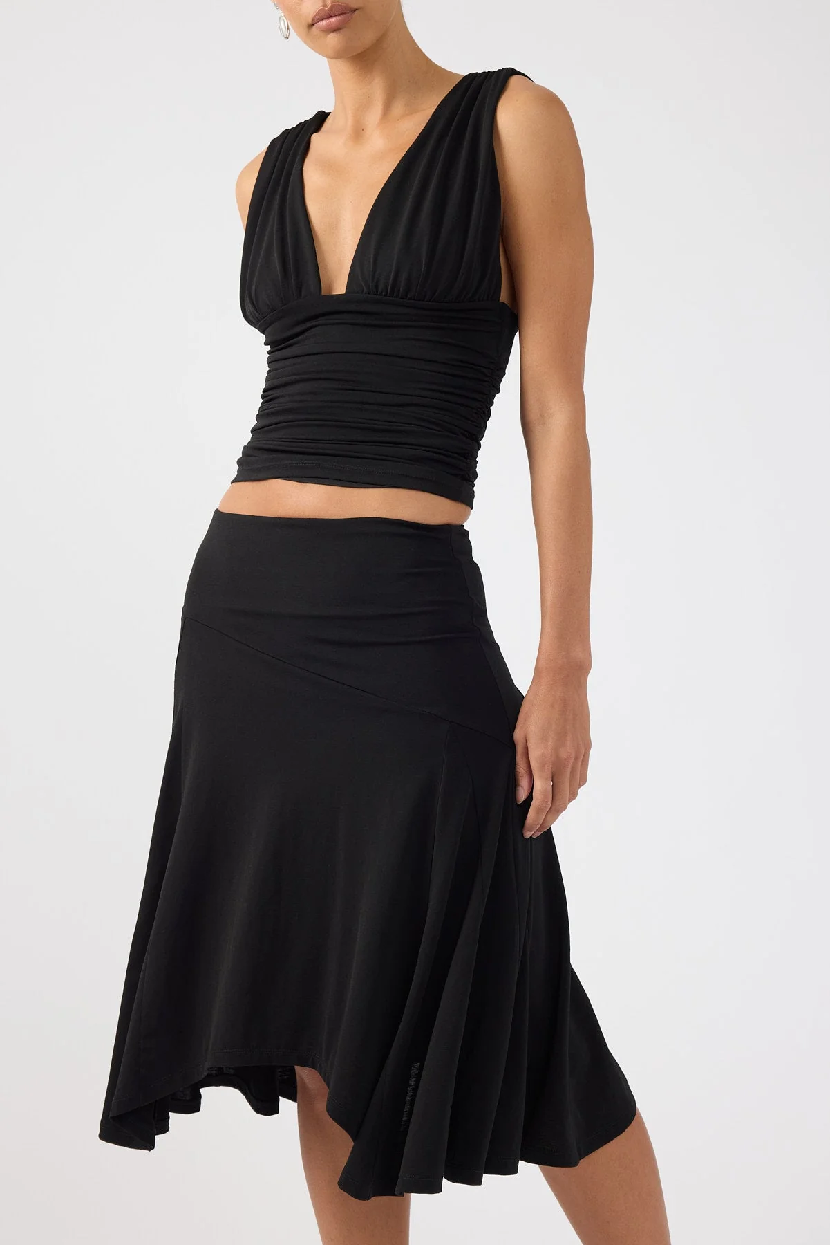 Asymmetrical Midi Skirt Black