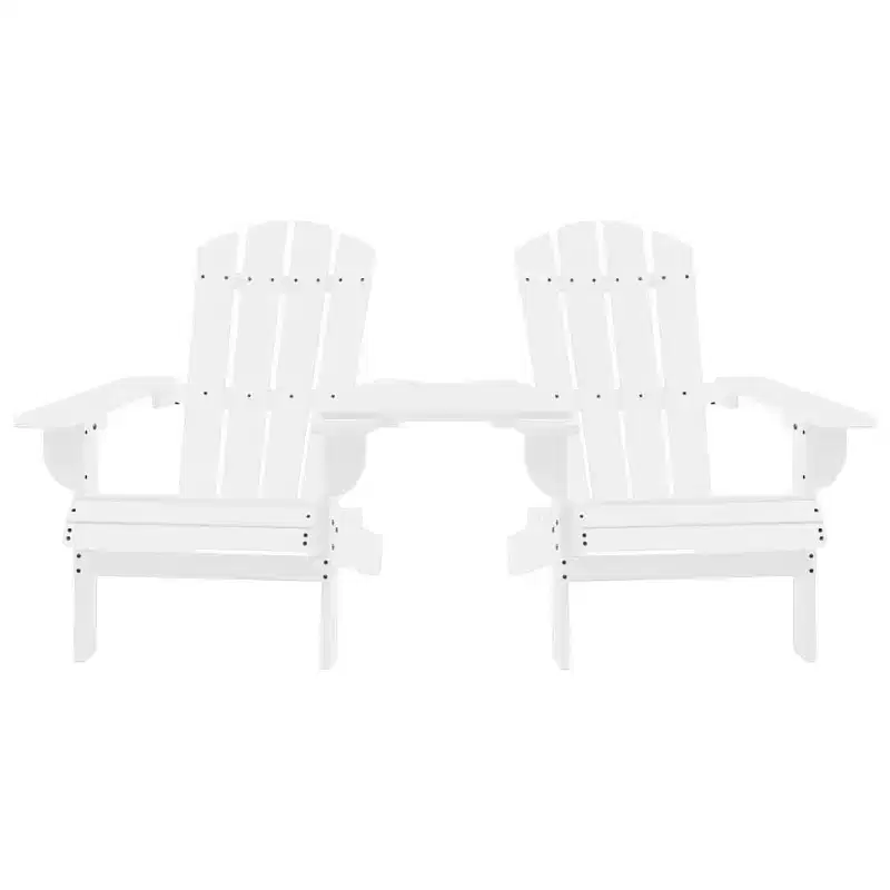 vidaXL Adirondack Chairs Patio Adirondack Chair with Tea Table Solid Wood Fir