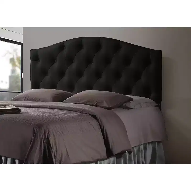 Myra Modern And Contemporary Faux Leather Upholstered Button - Tufted Scalloped Headboard - Baxton Studio