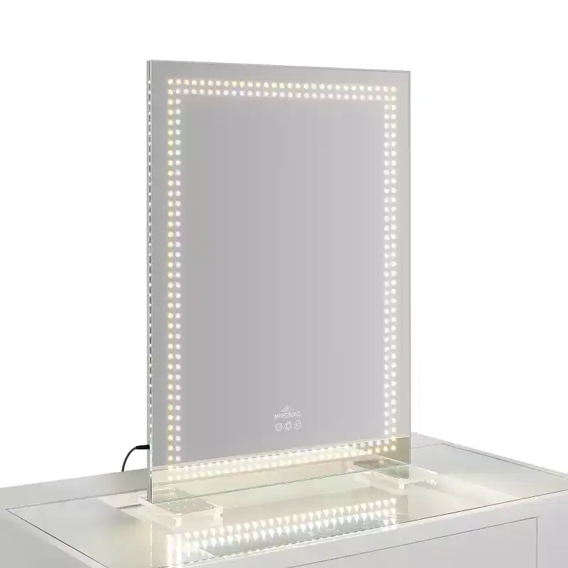Impressions Vanity Stage Lite XL Vanity Mirror with Tri Tone LED Lighting, Slim Aluminum Frameless Design, Tabletop or Wall Mount Mirror