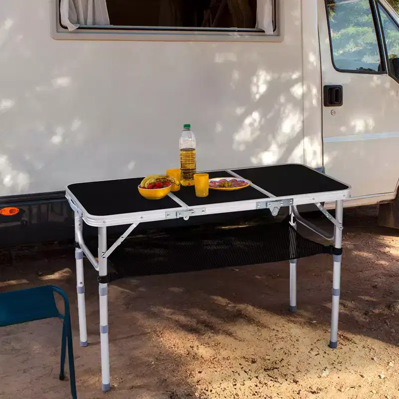 Aluminum Folding Patio Table with Mesh Storage Bag