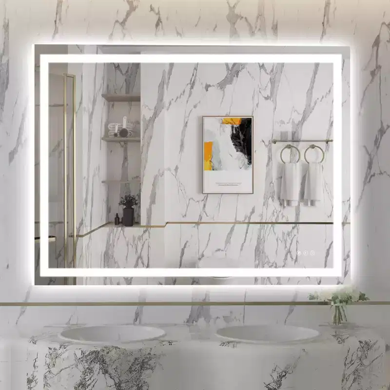 48x36 Wall LED Bathroom Mirror, Shatter-Proof, ETL Anti-Fog, Stepless Dimmable