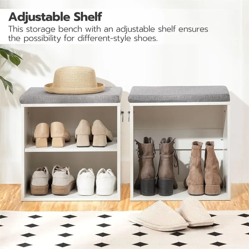 Small Shoe Bench with Cushion - 11.8D x 15.7W x 16.5H