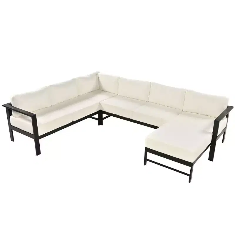 CLIHOME U-shaped Multi-person Outdoor Sofa Set, Conversation Set for Gardens, Backyards, Balconies