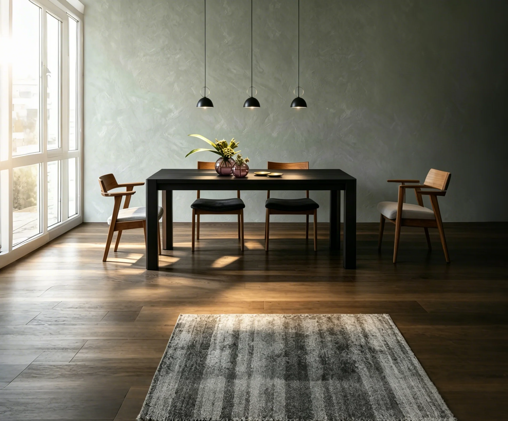 Modern Farmhouse Rectangular Dining Table Black Driftwood Seats 6