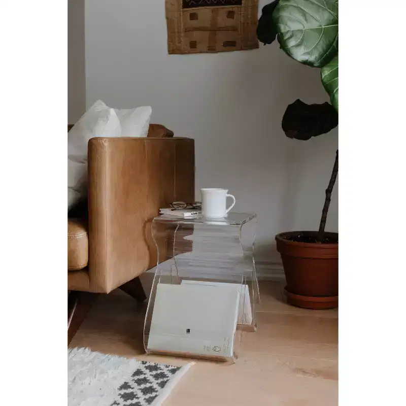 Acrylic Stool and Magazine Rack, Clear