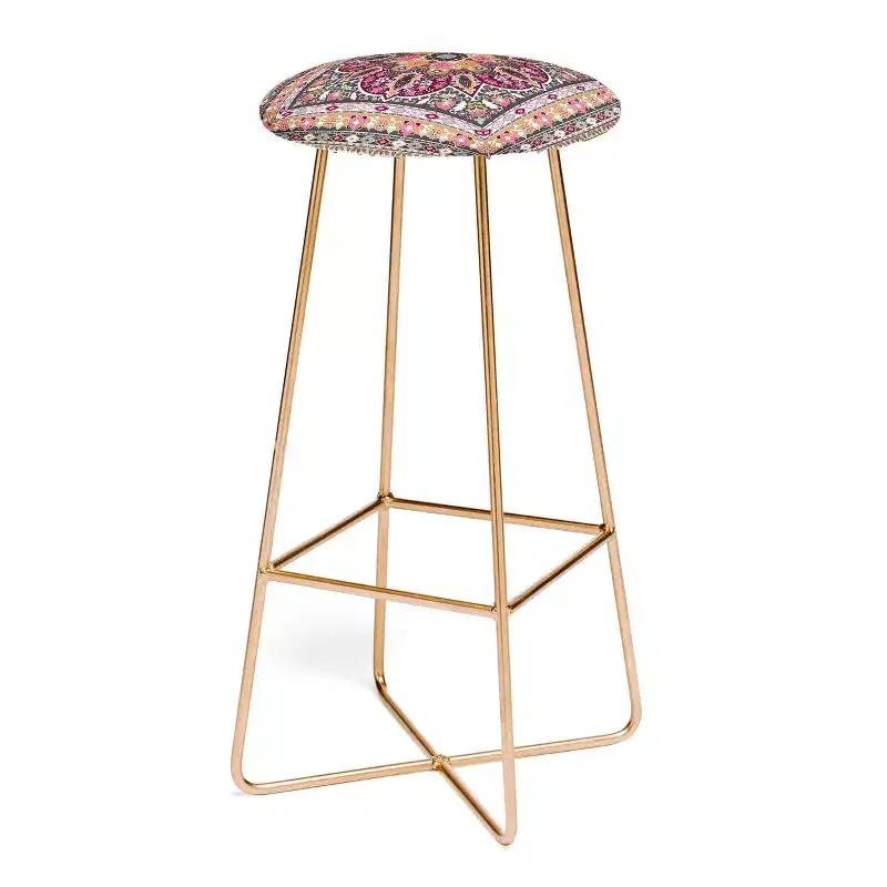Aimee St Hill Semera Rust Barstool Pink/Gold - Deny Designs: Upholstered, Fixed Height, Steel Frame
