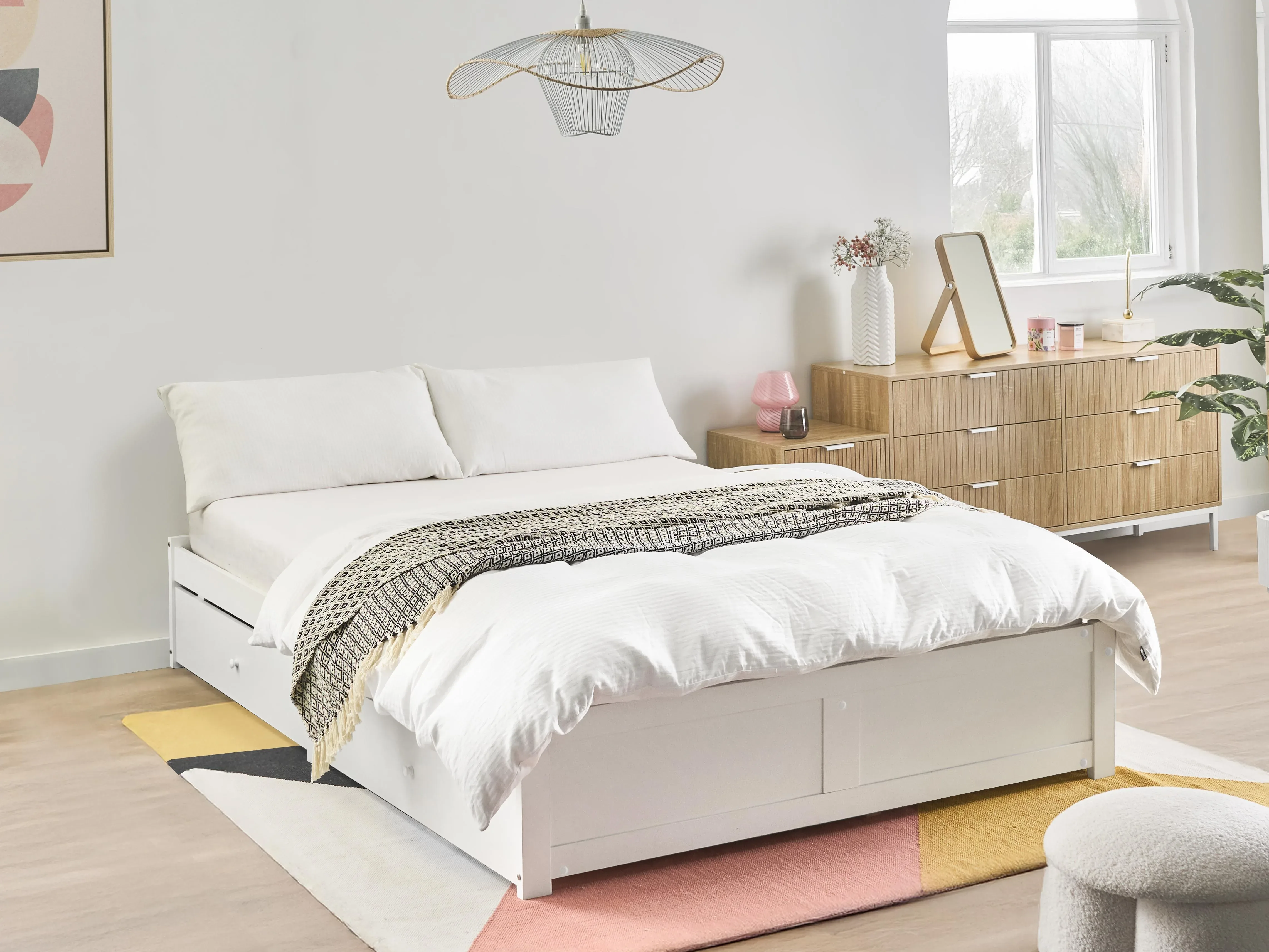 Letto con cassetti contenitore senza testata  180 x 200 cm Bianco