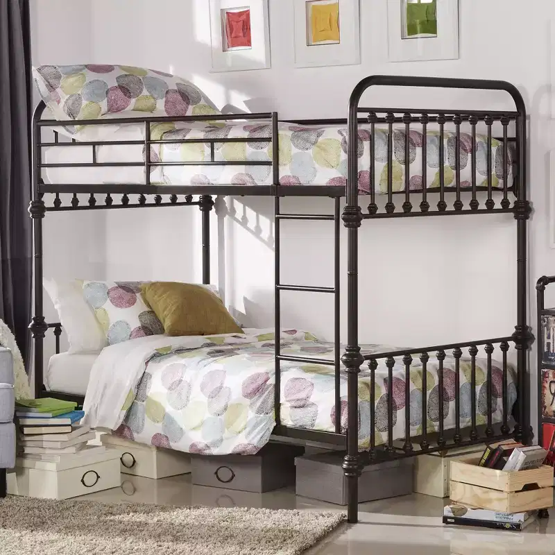 Metal Bunk Bed - Black