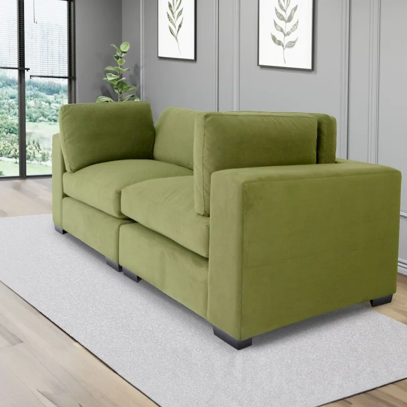 Contemporary Loveseat Sofa Polyester Fabric Solid Wood Frame Upholstered