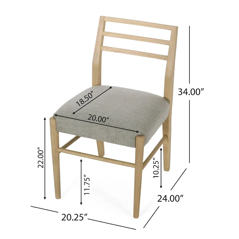 Fescue Fabric and Rubberwood Upholstered Dining Chairs (Set of 2) by Christopher Knight Home