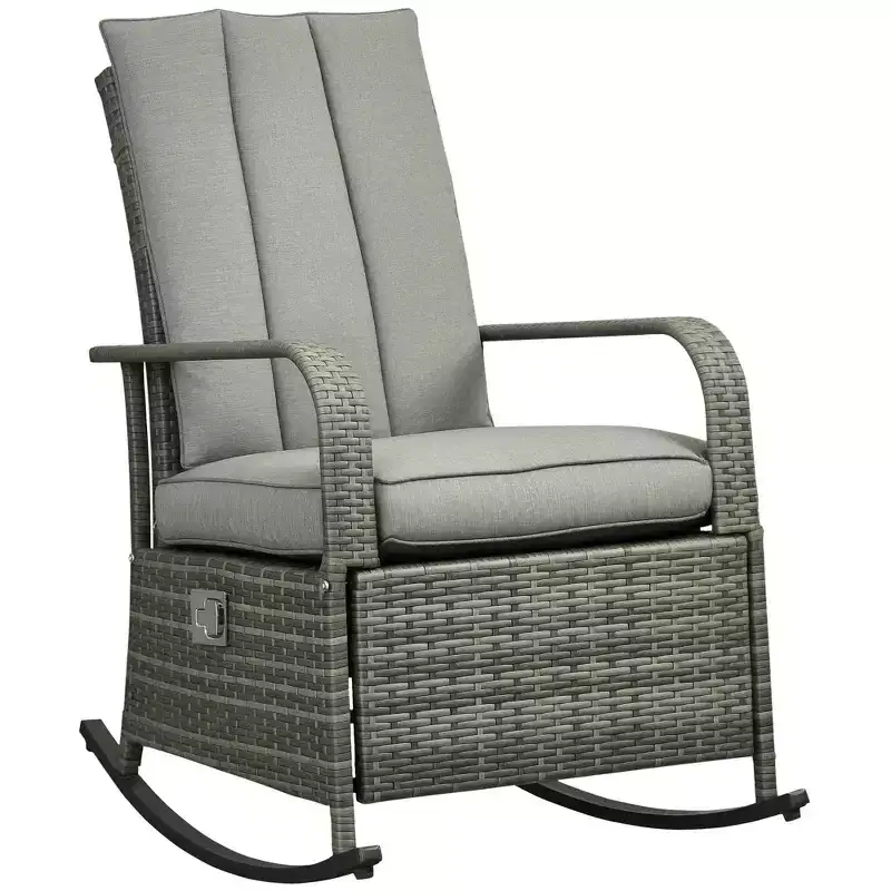 PE Rattan Rocking Recliner with Footrest