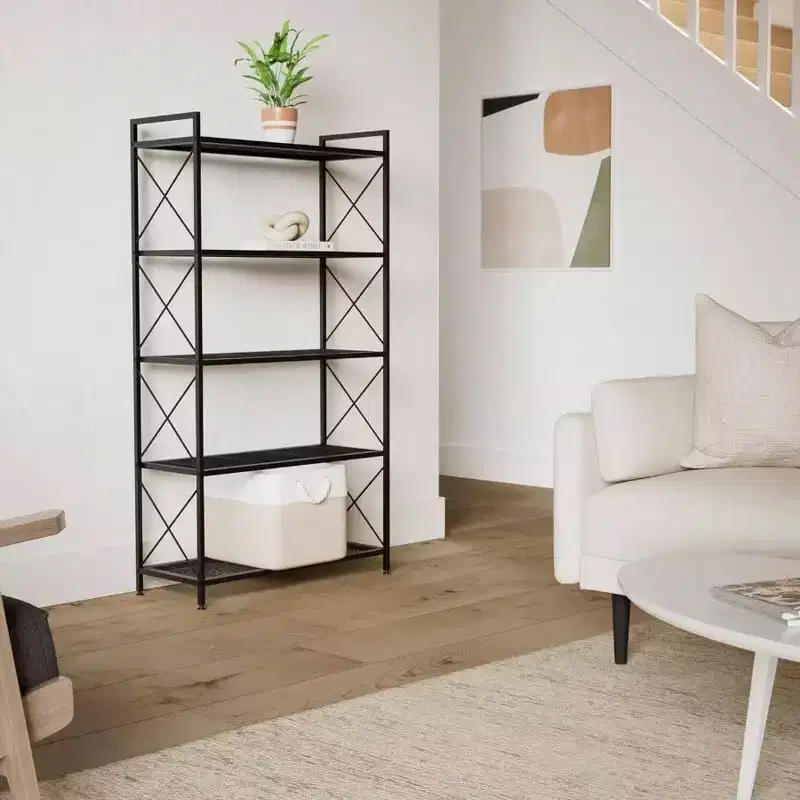 5 - Tier Metal Storage Rack, X Side Frames, Dense Mesh, 12.6x 31.5x 57.3 Inches, Entryway Kitchen Living Room Bathroom