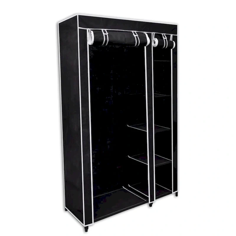 Foldable Portable Wardrobe with Zipper Door – Black, 43x18x69
