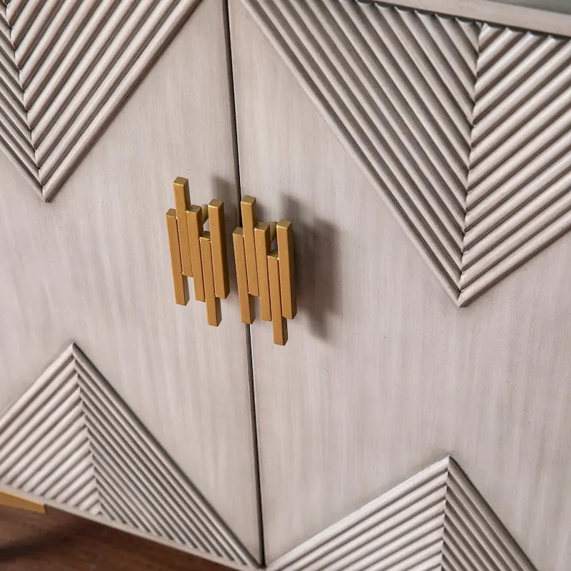 SEI Furniture Laurelvale Grey Wood Cabinet w/ Goldtone Legs/Pulls