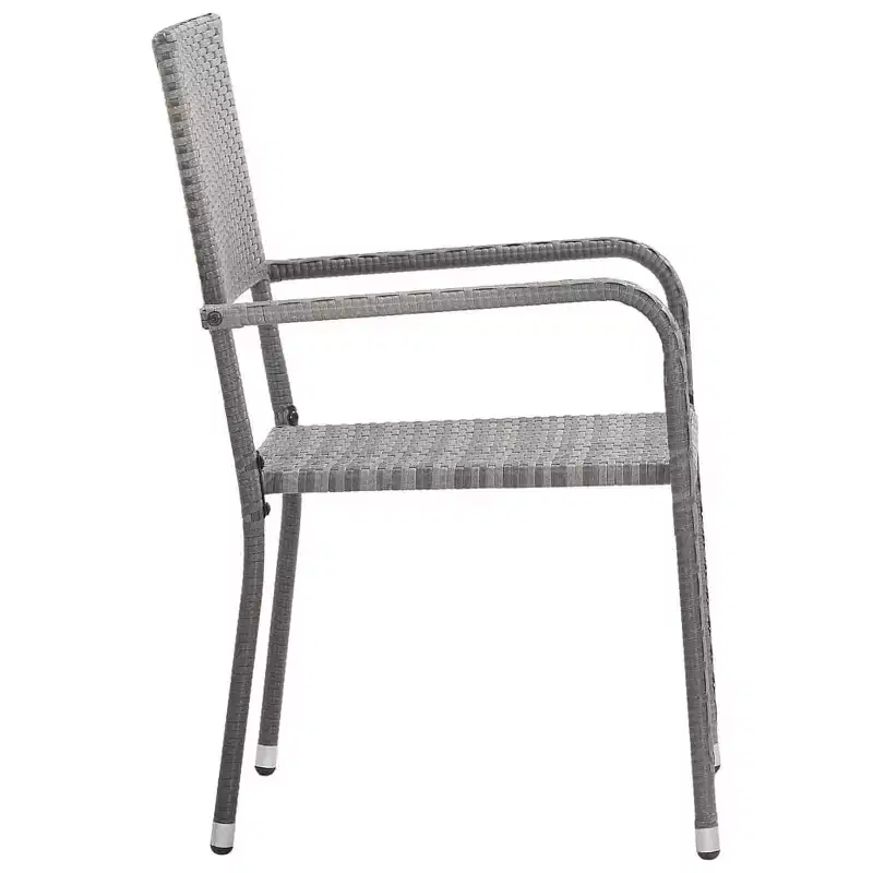 vidaXL Garden Dining Chair Set of 4 Grey PE rattan, steel Standard - Gray 4