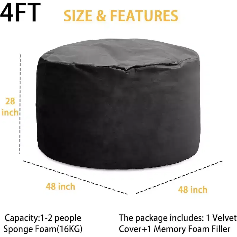 Bean Bag Chair, Cozy Lazy Sofa for Adults Kids with Fillings