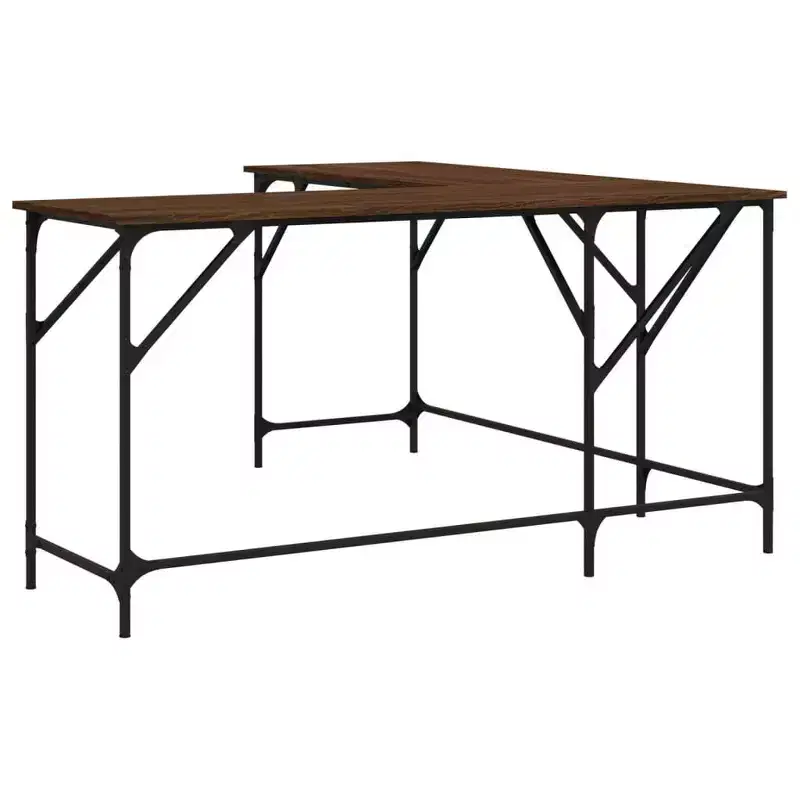 vidaXL Desk Brown Oak Engineered Wood Medium Adjustable Feet Desk
