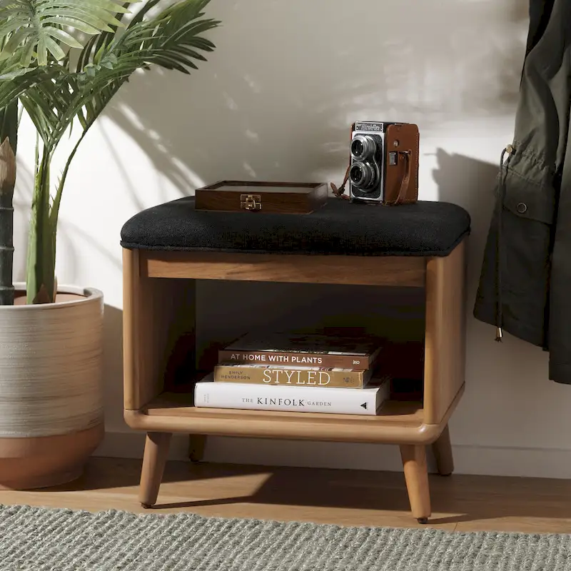 SAFAVIEH Home Collection Solo Open Shelf Bench W/ Cushion - 20 W x 15 D x 18 H