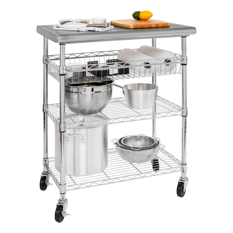 Seville Classics Stainless-Steel Utility Cart NSF, 30 W x 20 D x 36 H - N/A