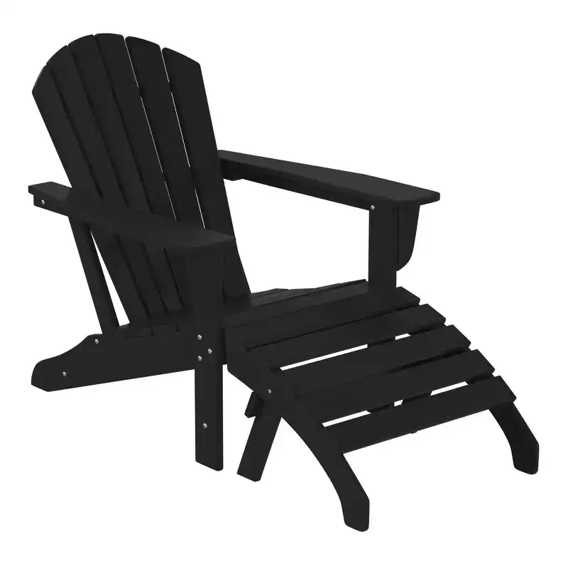 WestinTrends Dylan HDPE Outdoor Patio Adirondack Chair with Ottoman (2-Piece Set)