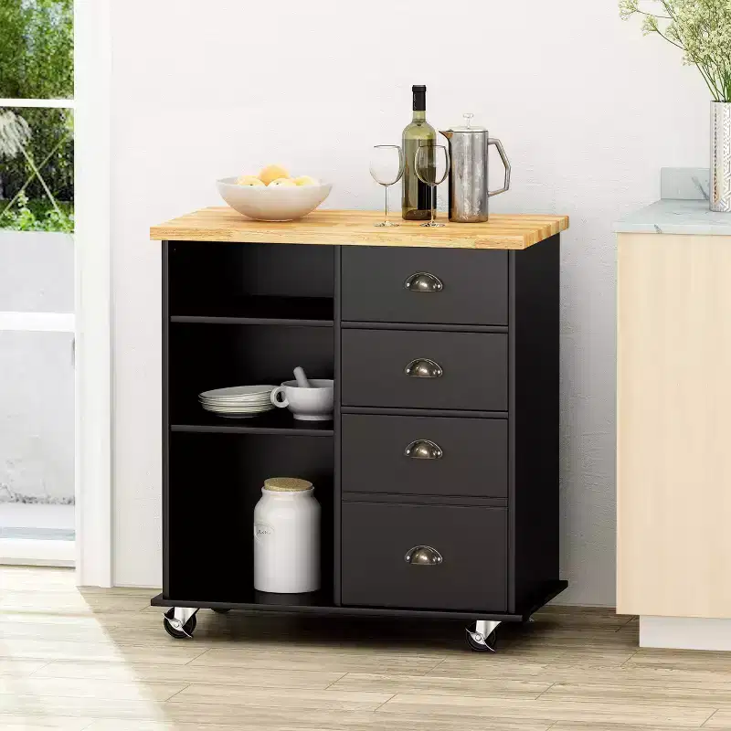 Provence Contemporary Kitchen Cart with Wheels