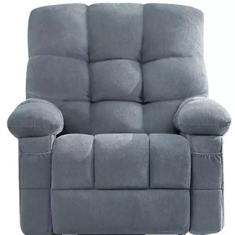 39 Blue Tufted Chenille Heated Massage Swivel Rocker Recliner With USB