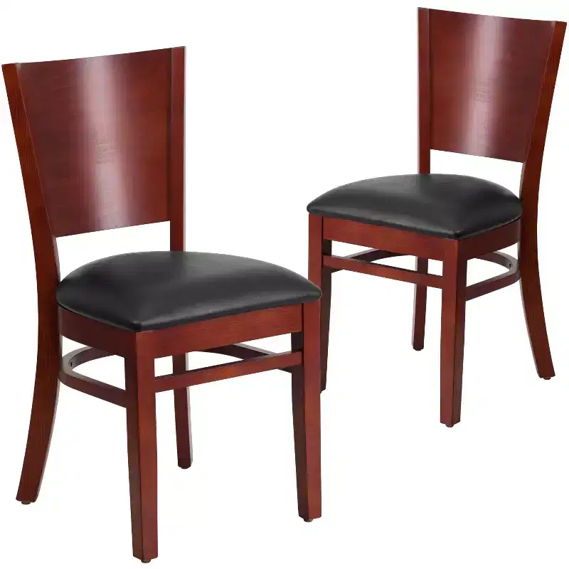 2 Pack Solid Back Wooden Restaurant Chair