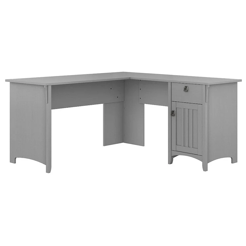 L-Shaped Desk with Storage in Cape Cod Gray