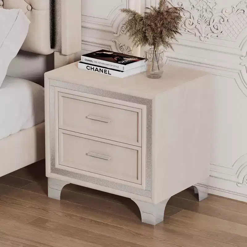 Night Stand, Nightstand with Drawer, with Open Storage, 2-Tier Modern End Table, Bedside Table for Small Space, Living Room, Bedroom