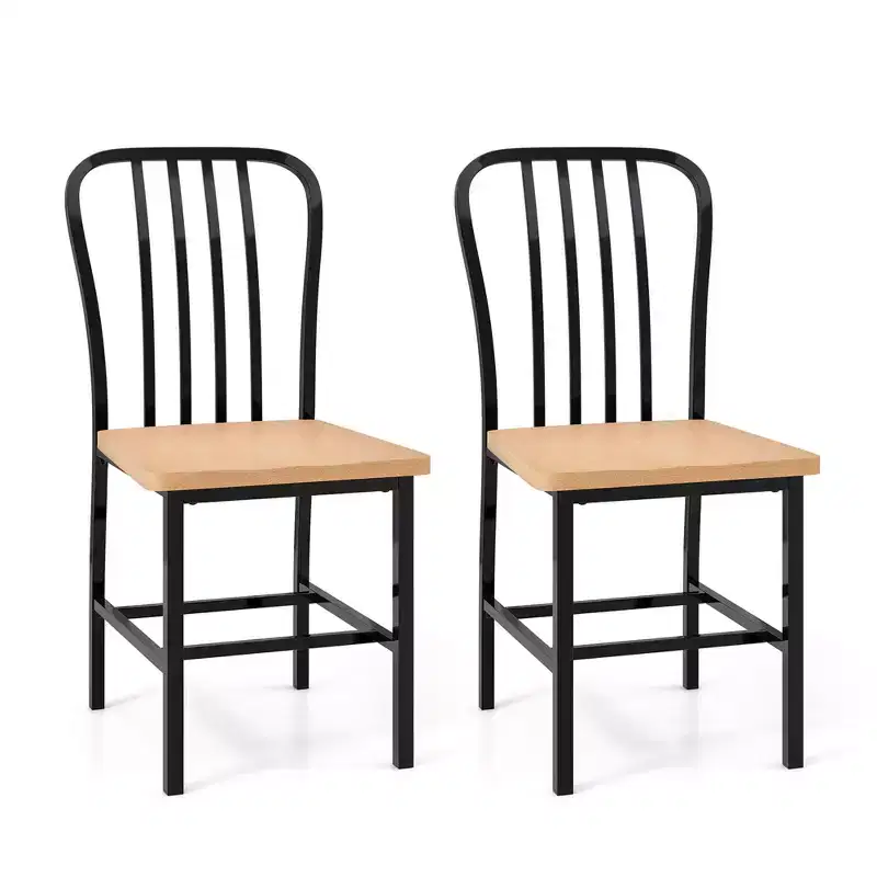 High Back Dining Chairs Set of 2 with Metal Frame & Footrests, Navy, Kitchen & Dining Room Chairs