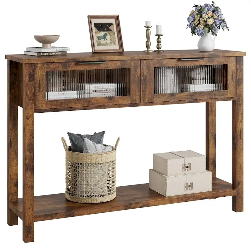 Console Table with 2 Drawers & Storage Shelf