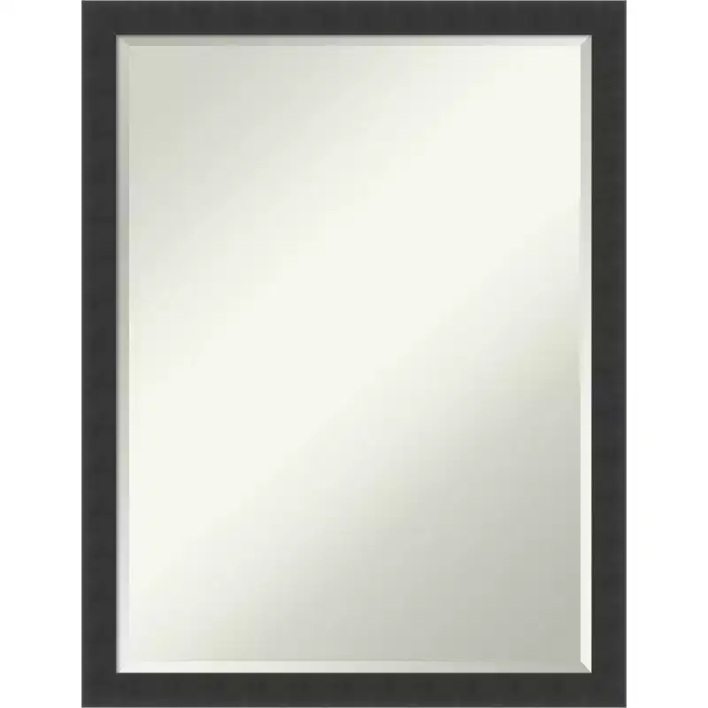 Amanti Art Mezzanotte Black Petite Bevel Wood Bathroom Wall Mirror 26 x 20 in.