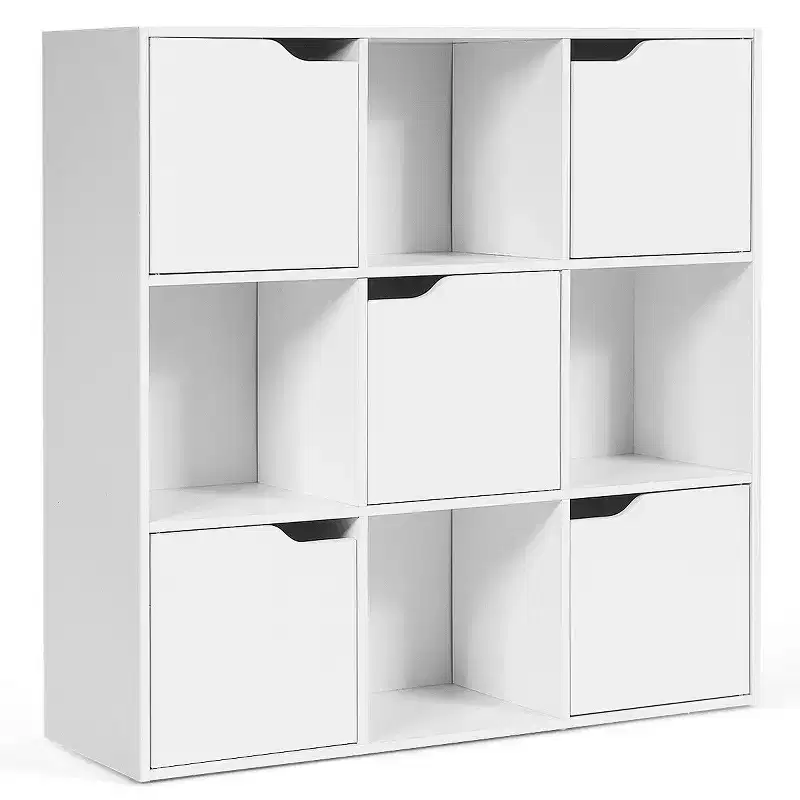 9-Cube Bookcase Cabinet with Doors, Storage Shelves & Room Divider