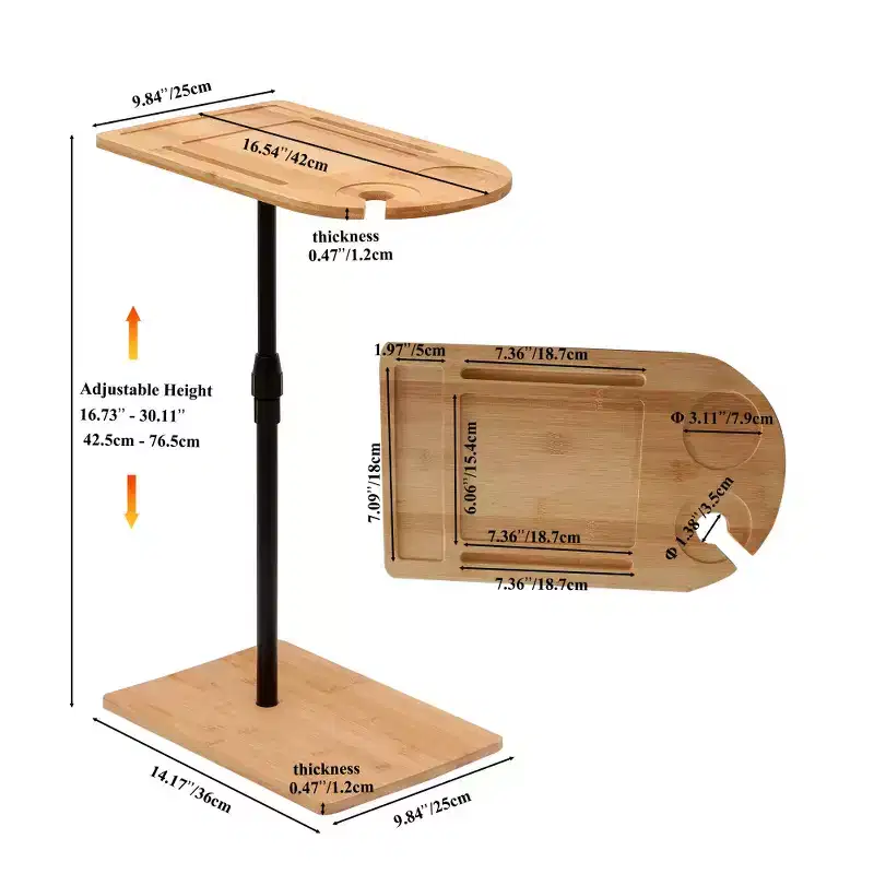 C-Shaped TV Dinner Tray Table, Small TV Tray Table For Eating On Couch, 360 Rotatable & Height Adjustable Panel, Sofa Tray Table for Living Room