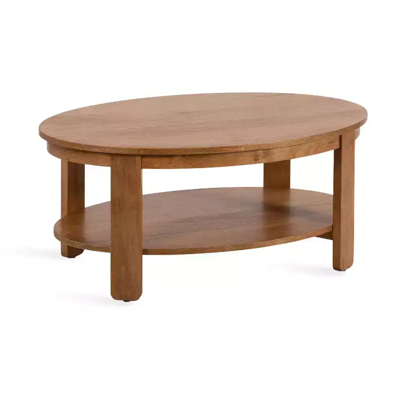 Kate and Laurel Foxford Oval Wood Coffee Table, 38x24x18, Natural